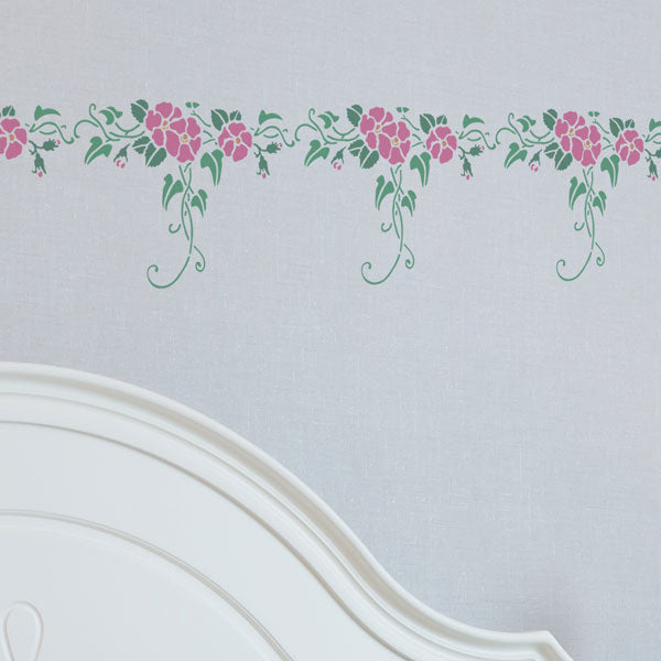Rose & Ivy Border Country Cottage Garden Wall Stencil