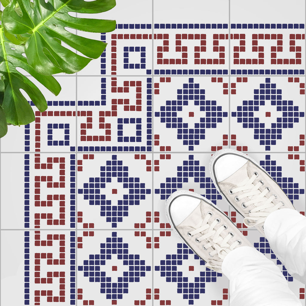 Mosaic Tile, Border & Corners Stencil Set for Tiles
