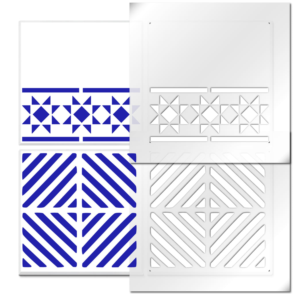 Chevron Square Tile & Slad Border Stencil Set
