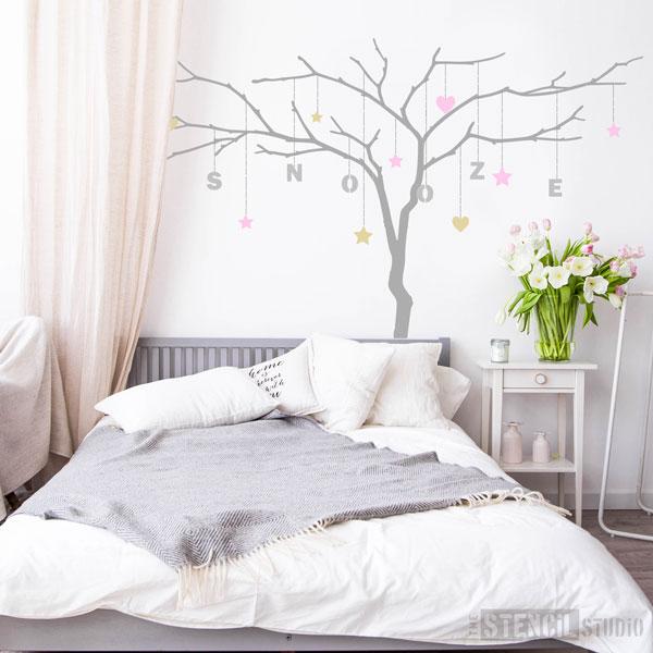 large branch tree stencil for grown up rooms and bedrooms, write any name or phrase you like!