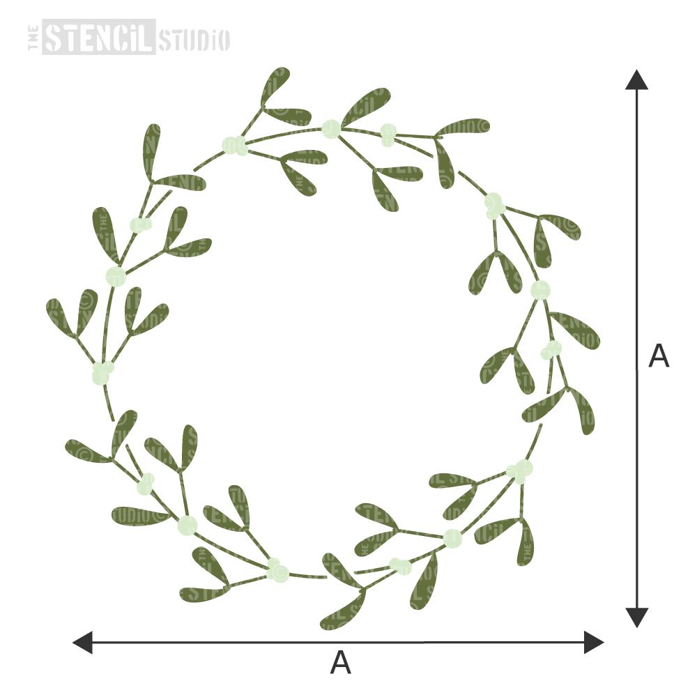 mistletoe wreath stencil, christmas stencils, holiday stencils. Choose size from dropdown box