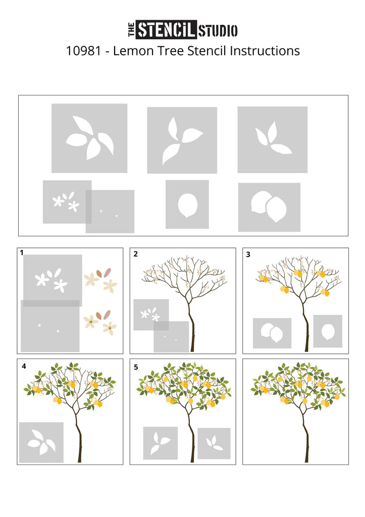 Triangle Tree with Lemons Stencil Pack