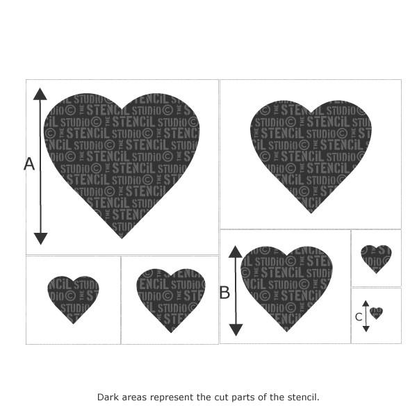 Heart Set of 7 stencils from The Stencil Studio Ltd