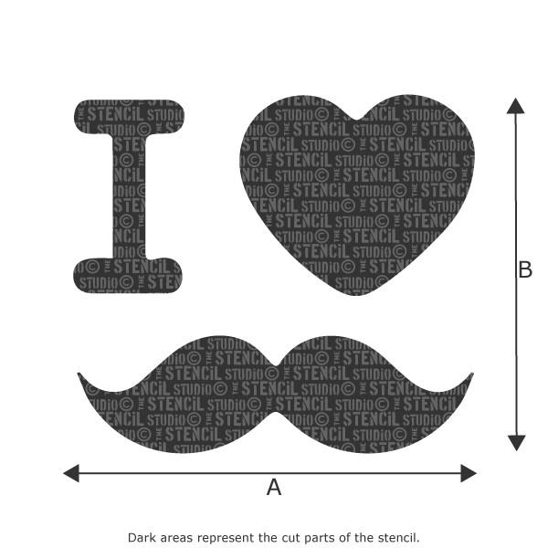 I Love Moustache Stencil
