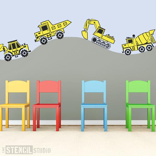 Construction vehicles from The Stencil Studio Ltd - Size L/A2