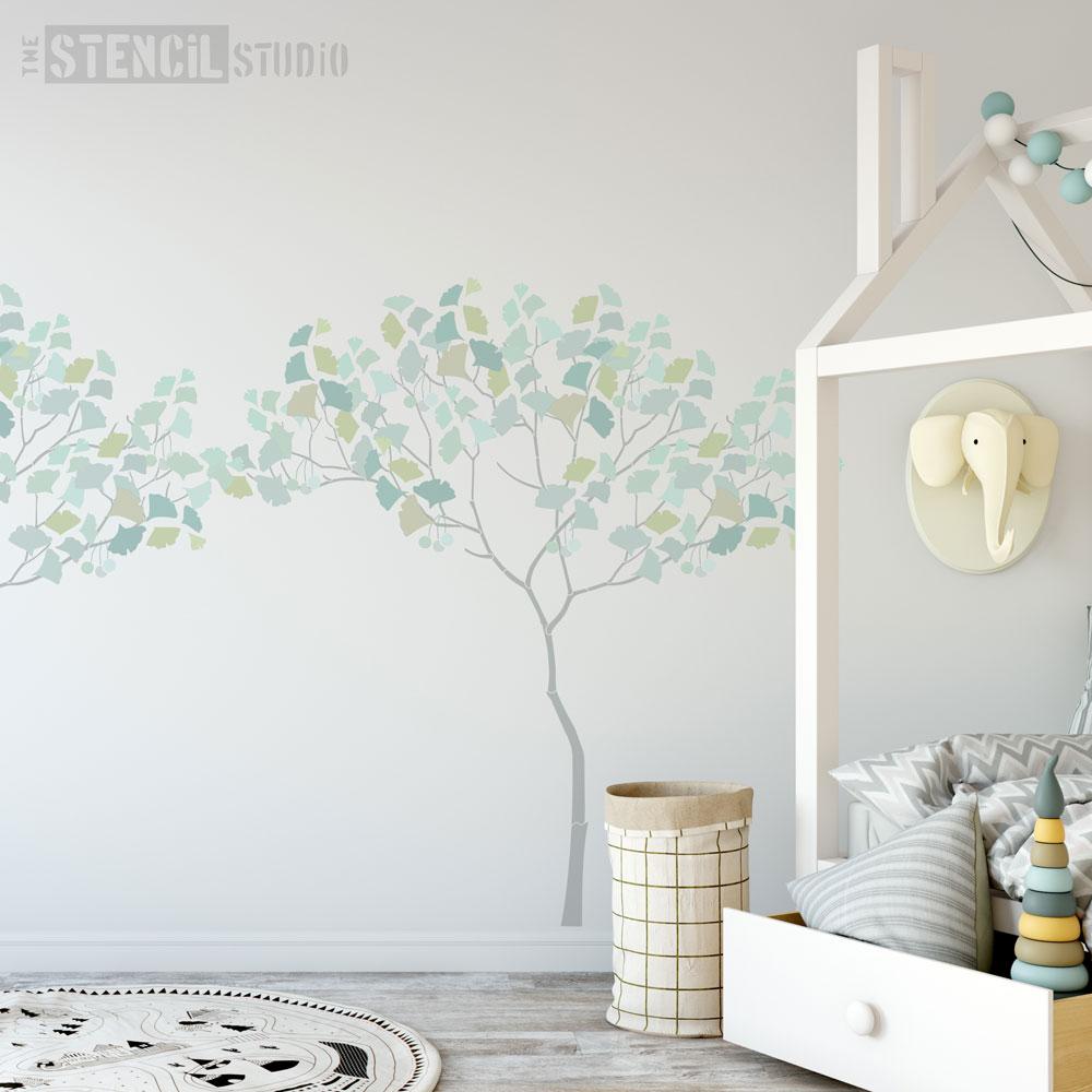 Triangle Tree with Ginko leaves and berries from The Stencil Stencil - Size XL