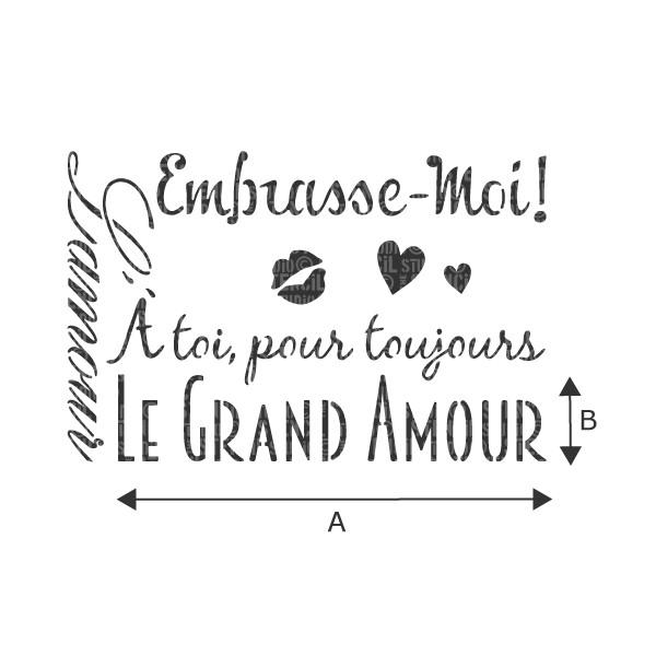 Le Grand Amour French love text stencil from The Stencil Studio