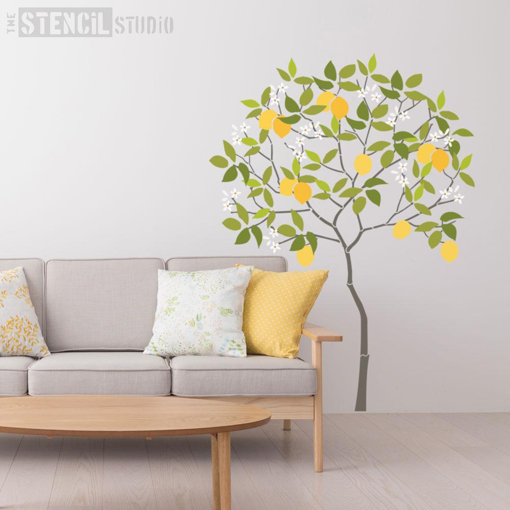 Round Tree with Lemons Stencil Pack