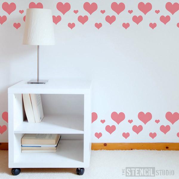 Simple Hearts stencil from The Stencil Studio Ltd - Size S