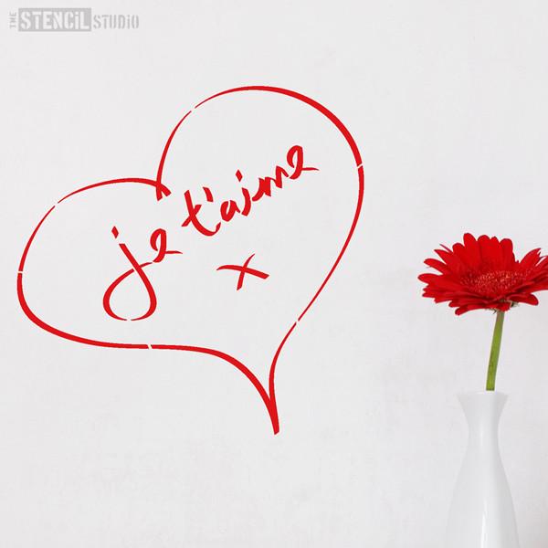 Je T'aime Heart stencil from The Stencil Studio Ltd - Size S