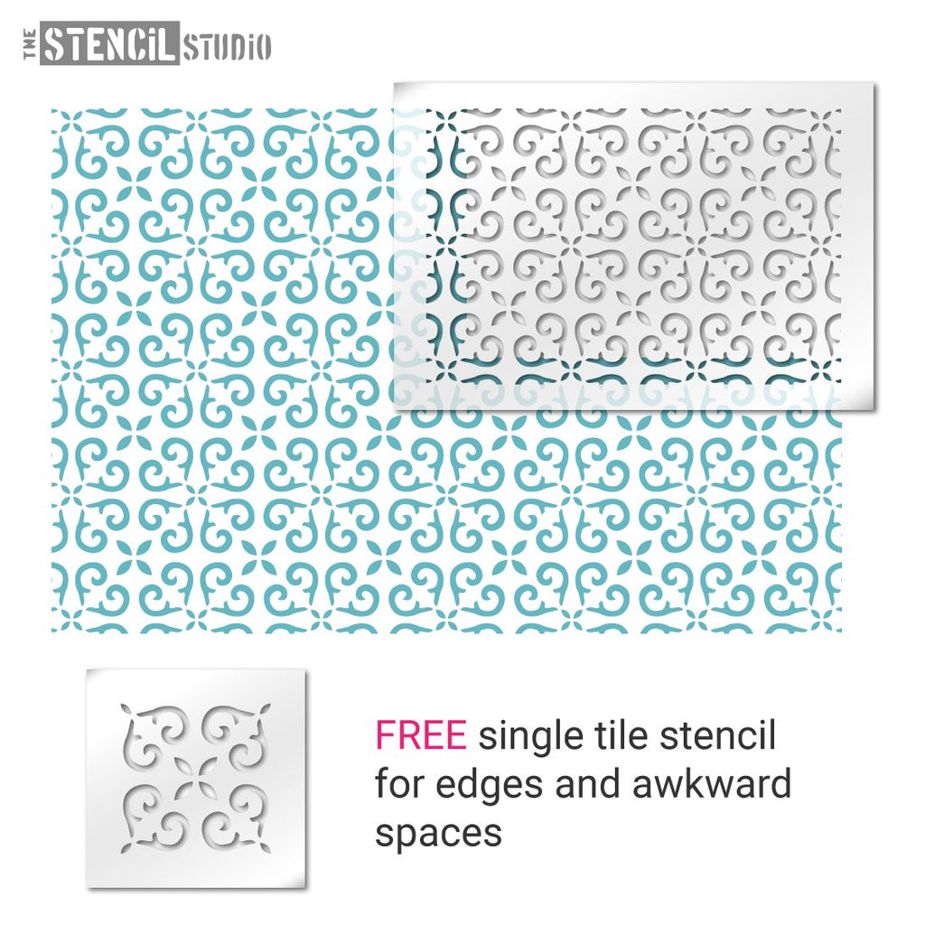 Prestbury tile repeat stencil from The Stencil Studio Ltd