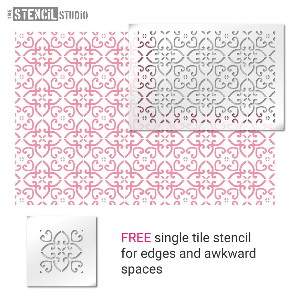 Whitminster tile repeat stencil from The Stencil Studio Ltd