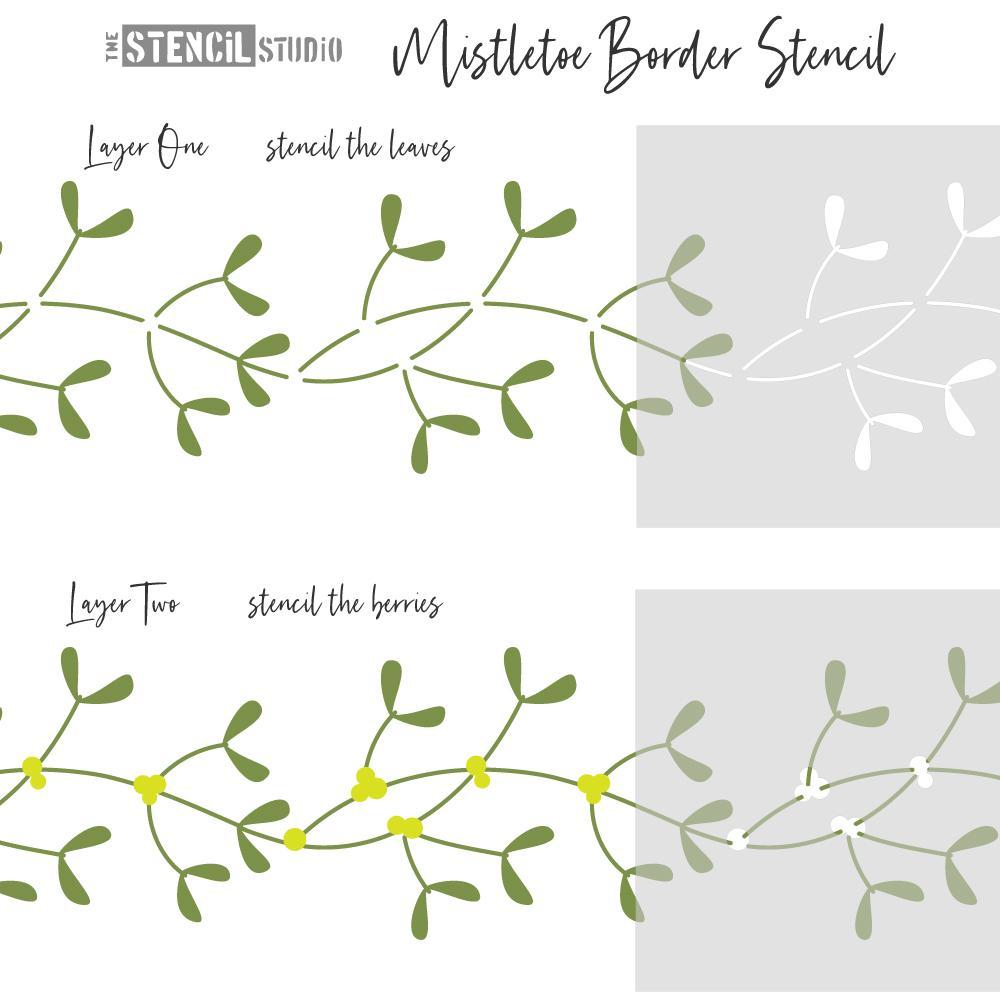 Mistletoe Border Stencils - For crafts at Christmas