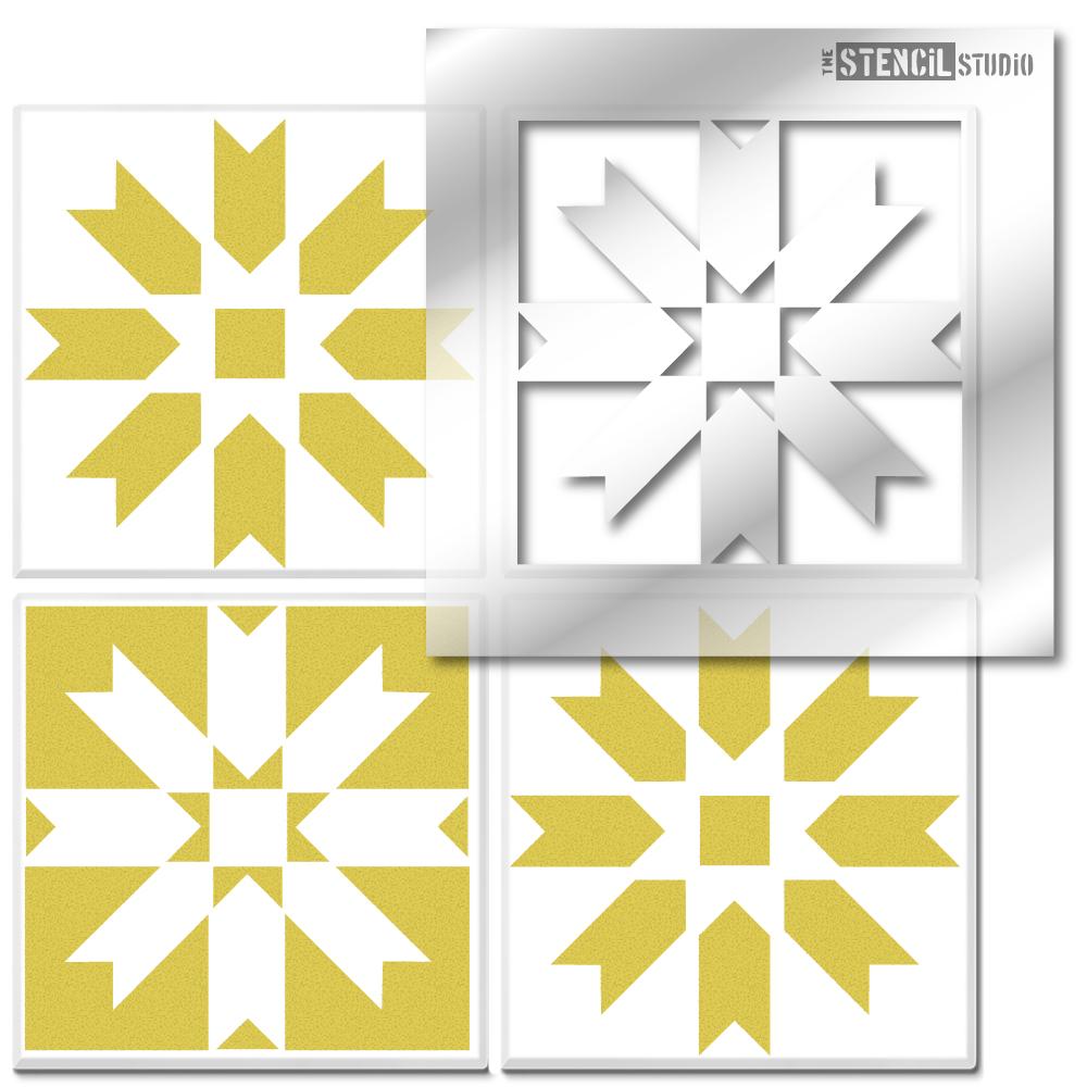 Owlpen tile repeat pattern stencil from The Stencil Studio Ltd - SET OF 2 STENCILS