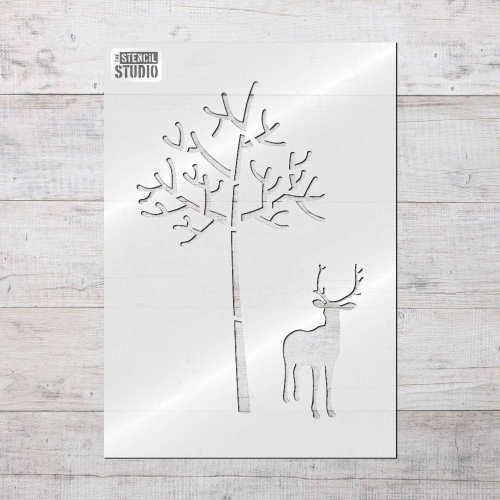 Deer & Tree Stencil from The Stencil Studio