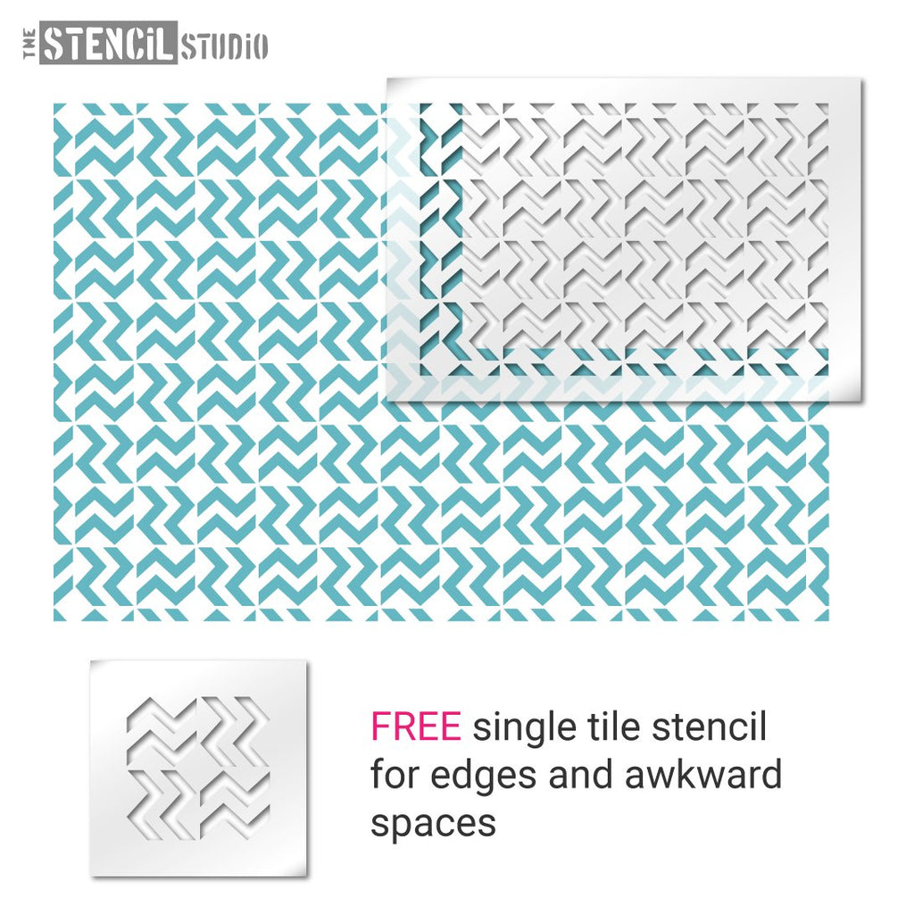Chalford Tile Repeat stencil pattern from The Stencil Studio Ltd