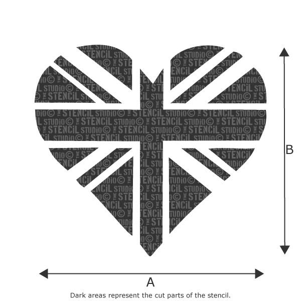 Union Jack Heart stencil from The Stencil Studio Ltd 