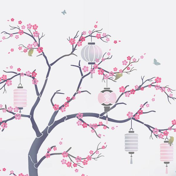 Cherry Blossom Nursery Tree stencil pack from The Stencil Studio