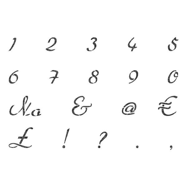 French Script Numbers stencil from The Stencil Studio Ltd 
