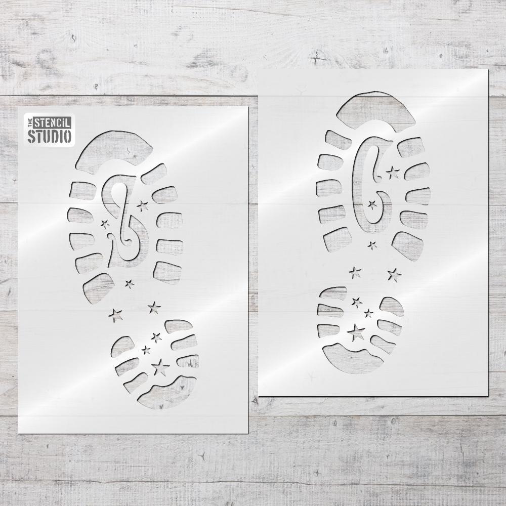 Santa Claus footprints stencil from The Stencil Studio