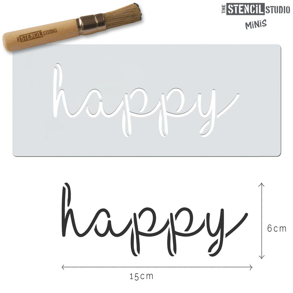 Happy text stencil MiNi from The Stencil Studio