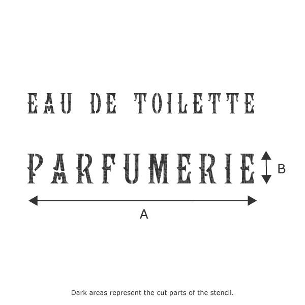 Parfumerie French Vintage Text stencil from The Stencil Studio