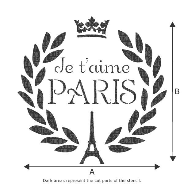 Je T'aime Paris stencil from The Stencil Studio Ltd 