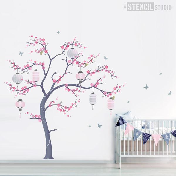 Cherry Blossom Nursery Tree stencil pack from The Stencil Studio