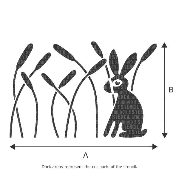 Rabbit in Reeds Border Wall Stencil - Stencil Size Chart