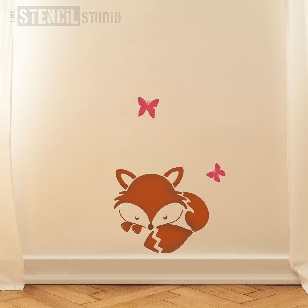 Snoozing Fox stencil from The Stencil Studio - Size M