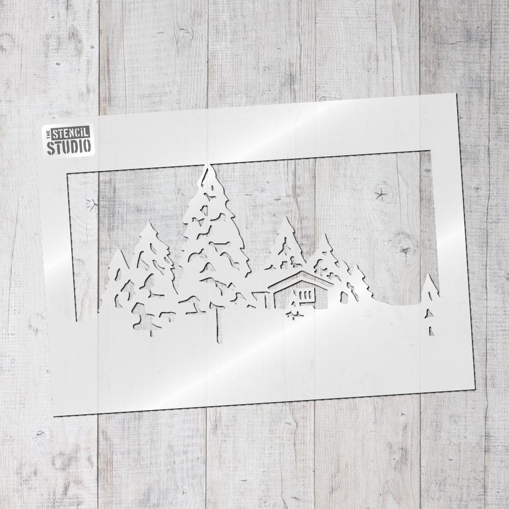 Snow Scene stencil from The Stencil Studio Christmas stencils range