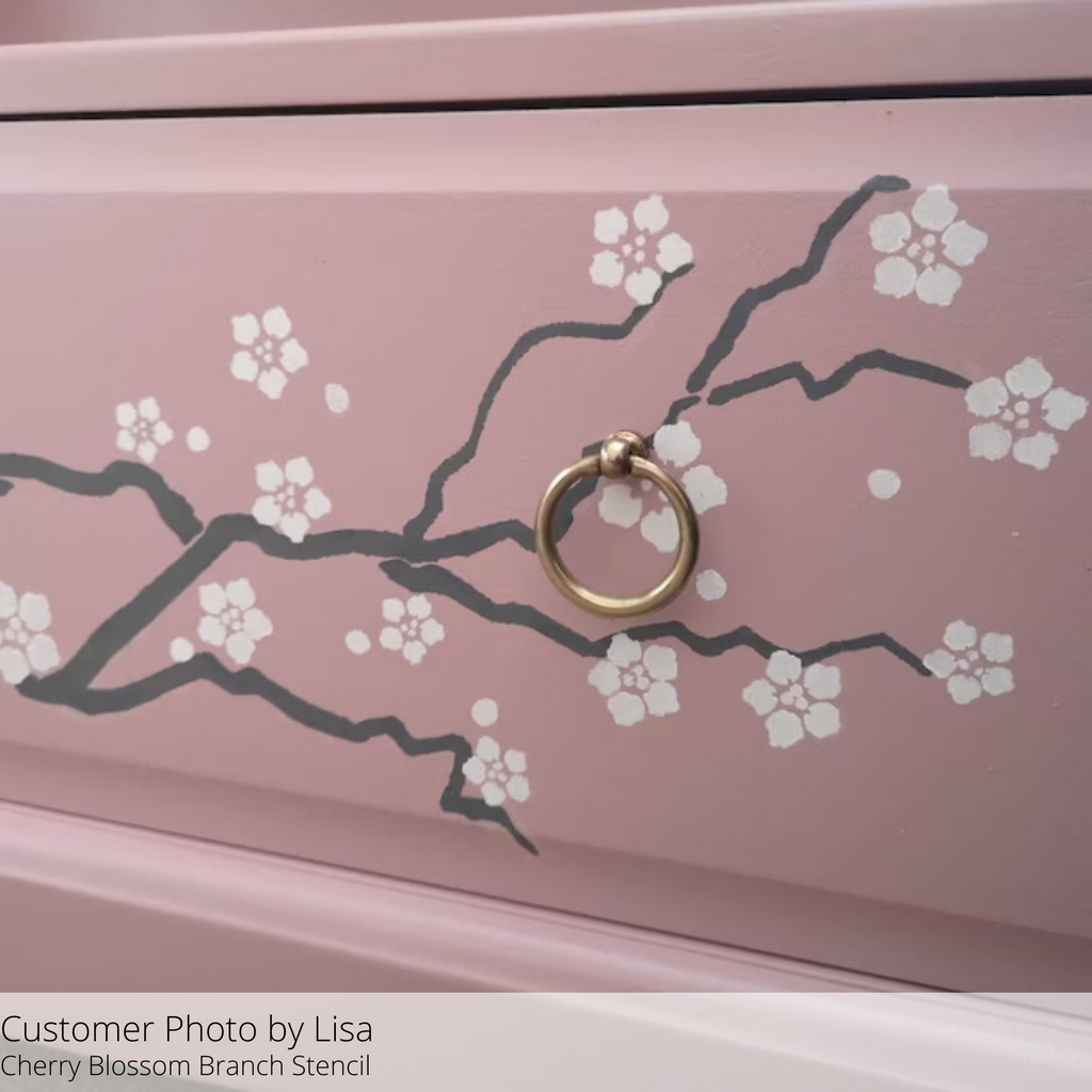 Cherry Blossom Branch Furniture Stencil for Decorating