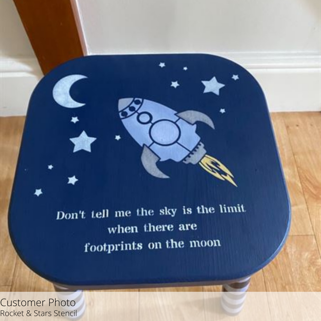 Rocket & Stars Furniture Stencil for Children's Furniture makeover