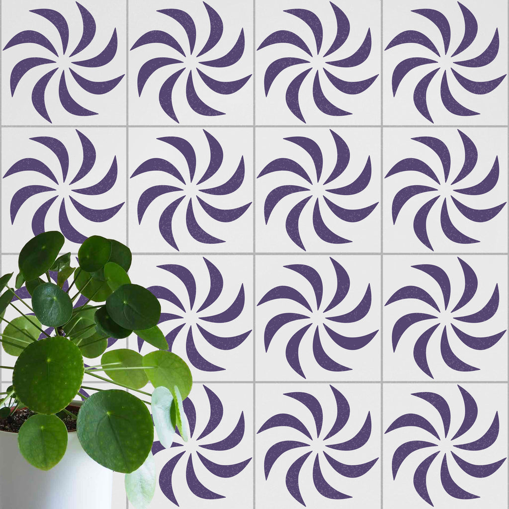 Pinwheel Tile Stencil - Refurbish plain tiles with stencils,11 sizes ...
