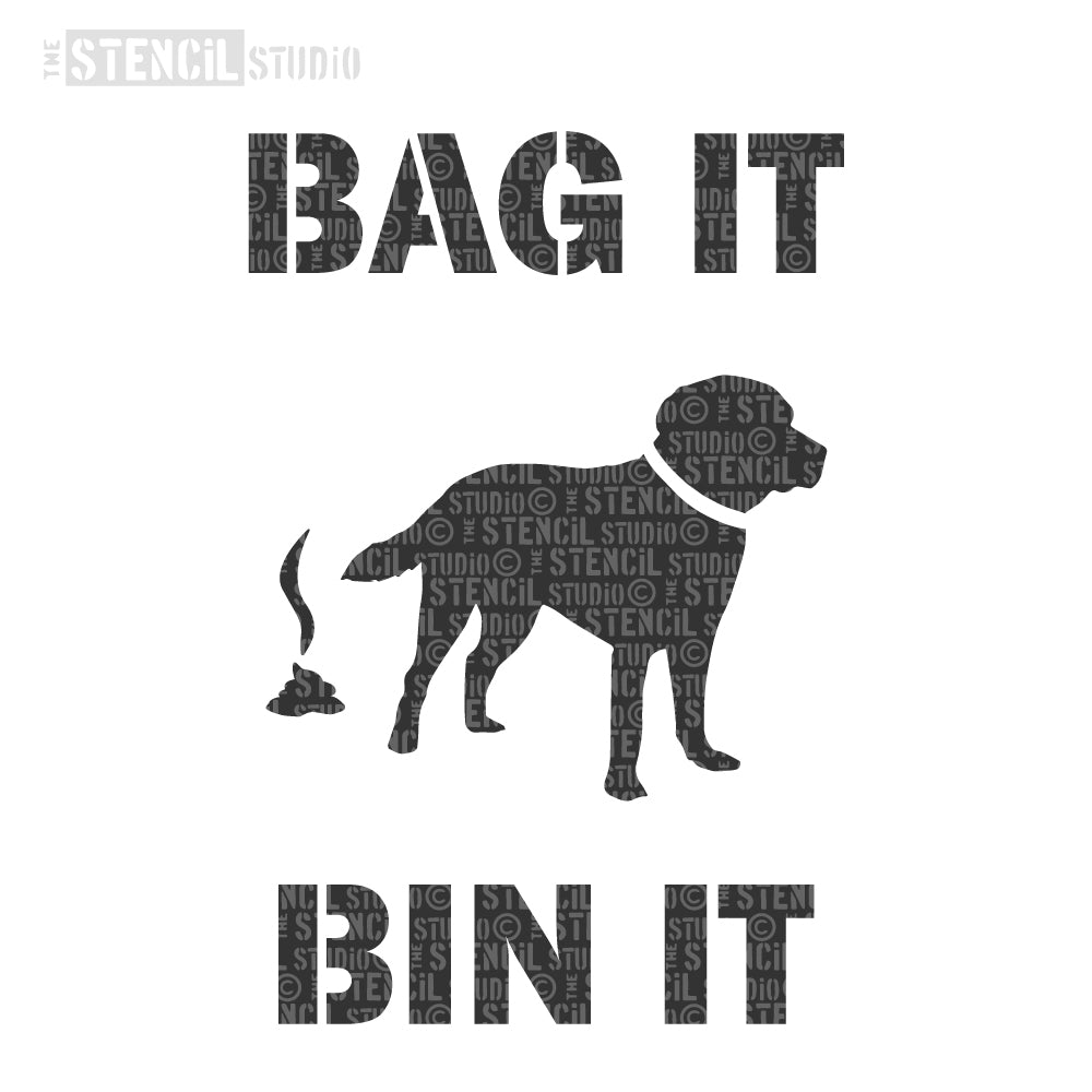 Bag it, Bin it with dog Stencil