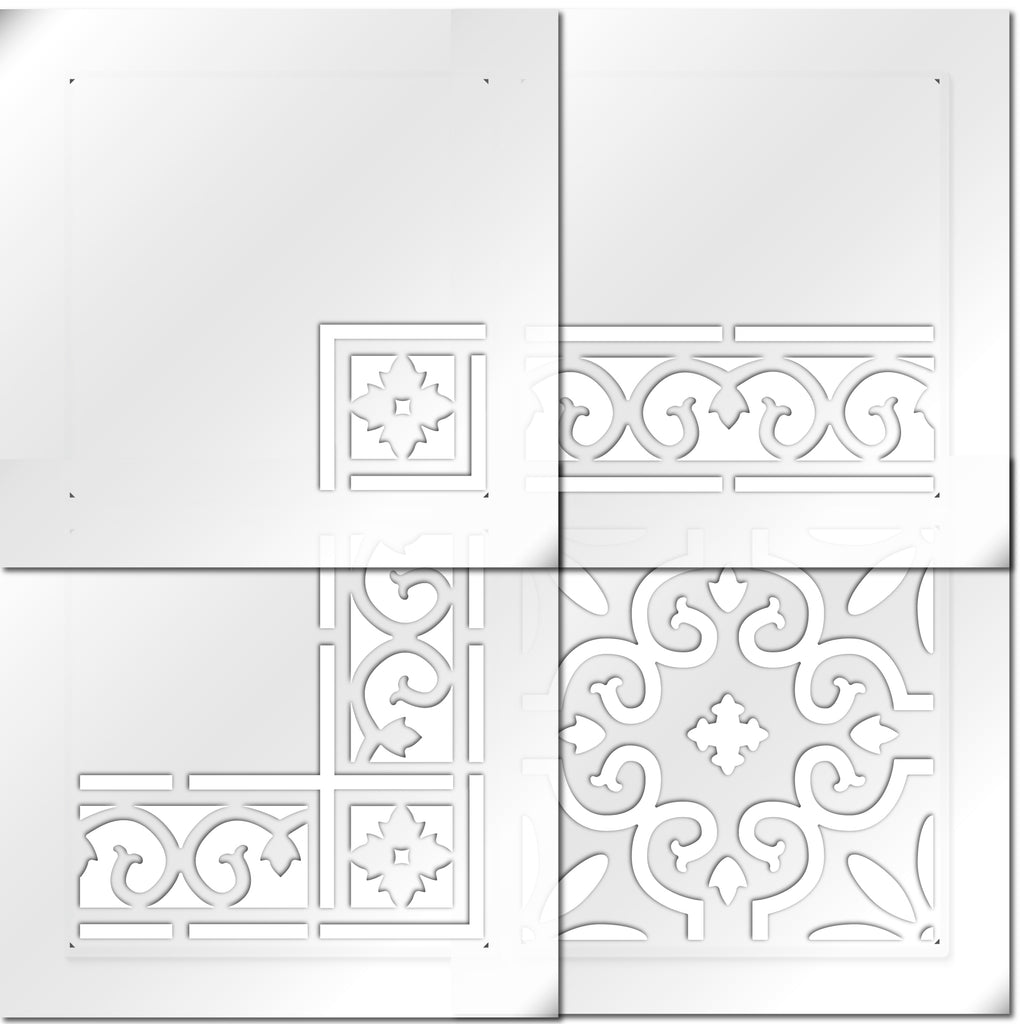 Rissington Tile, Border & Corners Stencil Set for Tiles