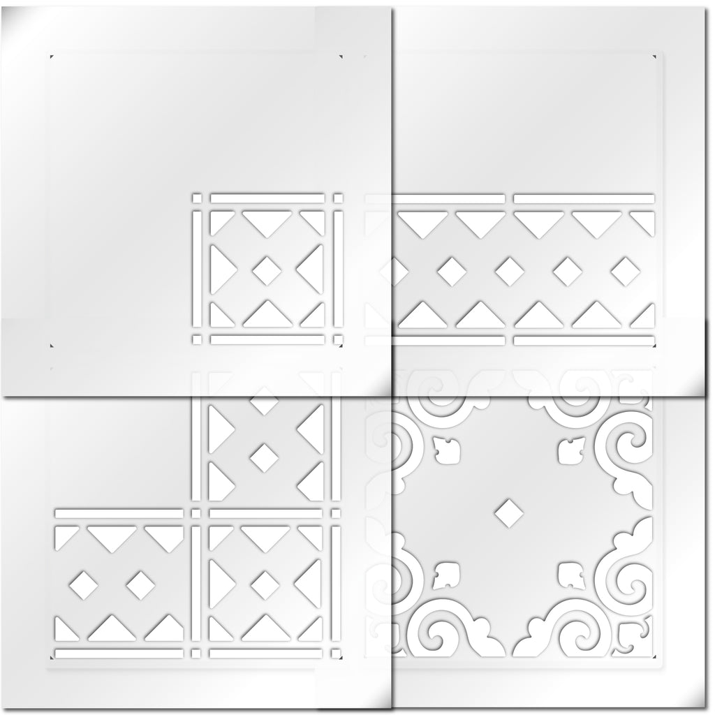 Tetbury Tile, Border & Corners Stencil Set for Tiles