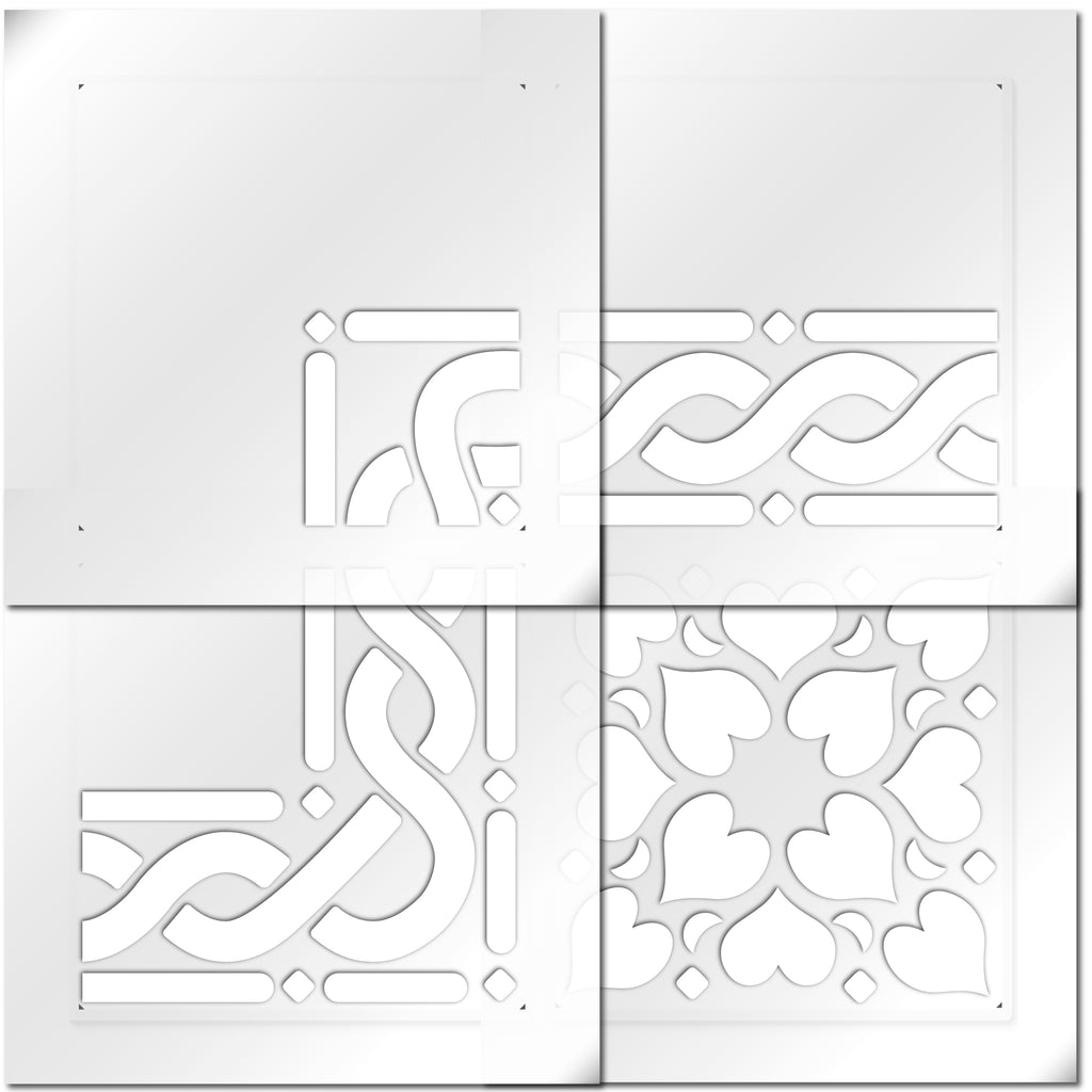 Hidcote Tile, Border & Corners Stencil Set for Tiles