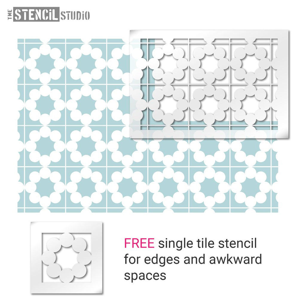 Snowshill tile repeat pattern stencil from The Stencil Studio Ltd