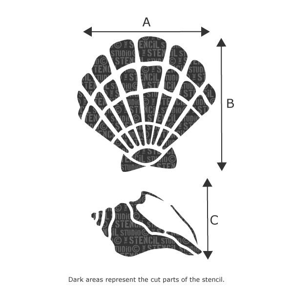 Shellback Stencile Shoal Bay Sea Shells Stencil - Buy reusable wall stencils online at The ...