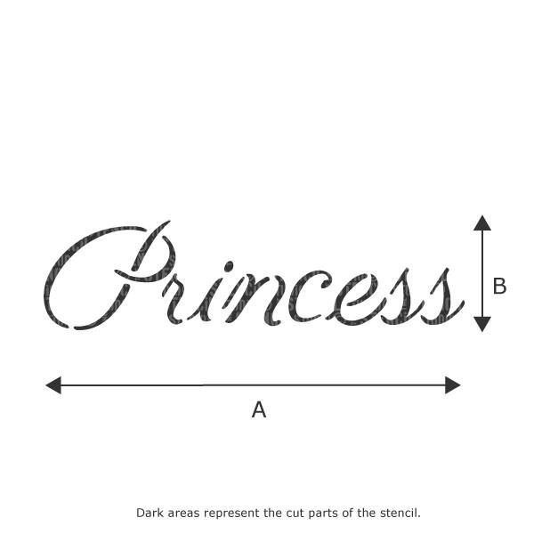 Princess text stencil from The Stencil Studio Ltd