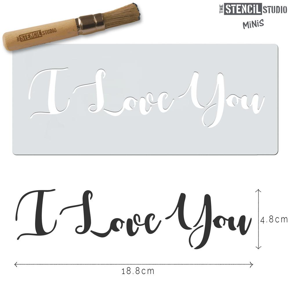 I Love You text stencil MiNi from The Stencil Studio
