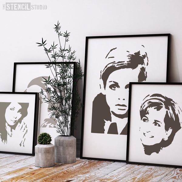 Princess Diana stencil (bottom right) from The Stencil Studio Ltd - Size S