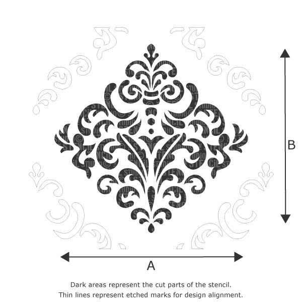 Diamond Damask Repeat Pattern Wall Stencil -Free P&P The Stencil Studio diamond-damask-repeat-pattern-wall-stencil-free-p-p-the-stencil-studio