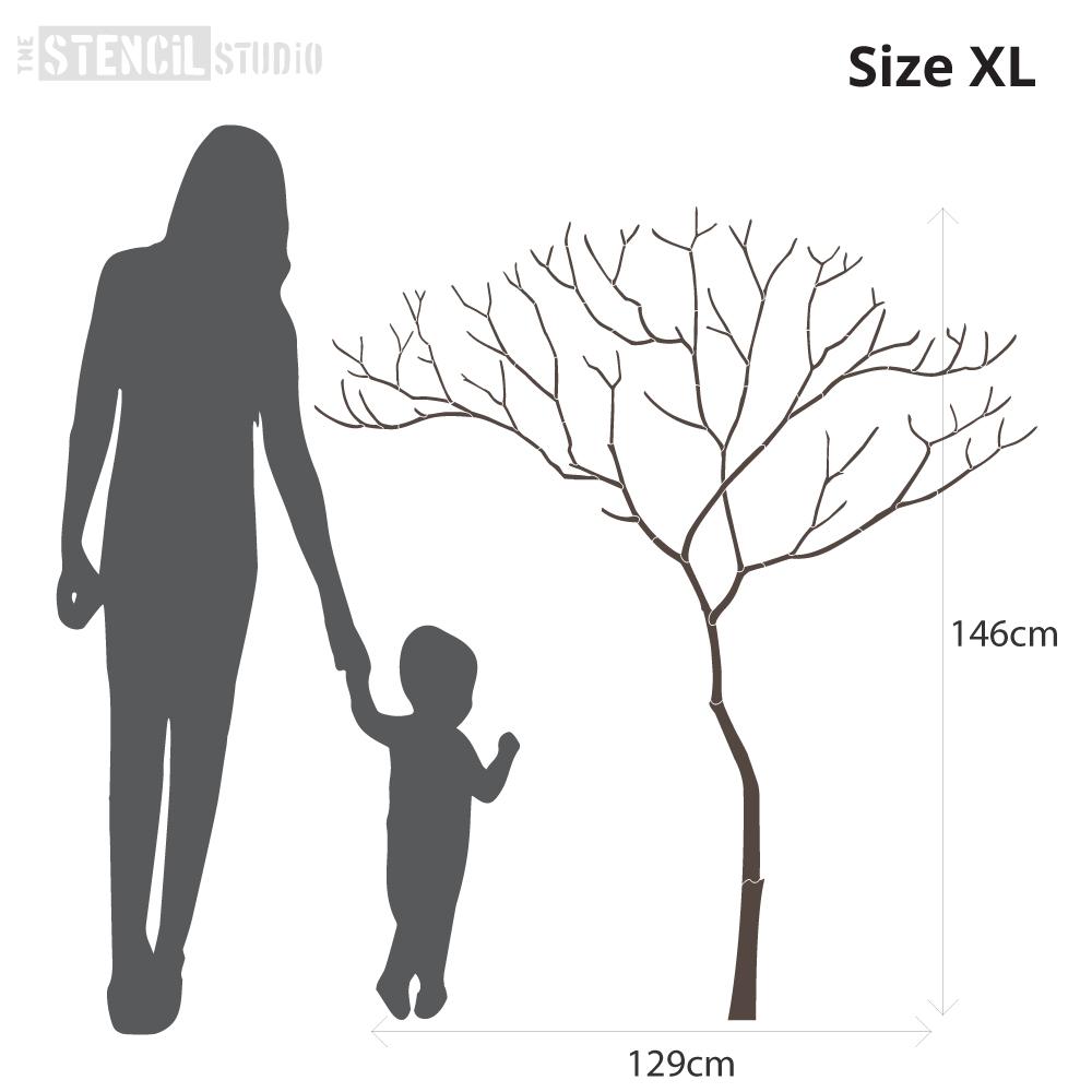 Size information for the XL size Triangle Tree stencil from The Stencil Studio