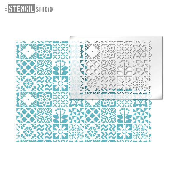 Stroud Pattern Making Stroud Tile Repeat Stencil, all-over wall pattern stencils like tiles ...