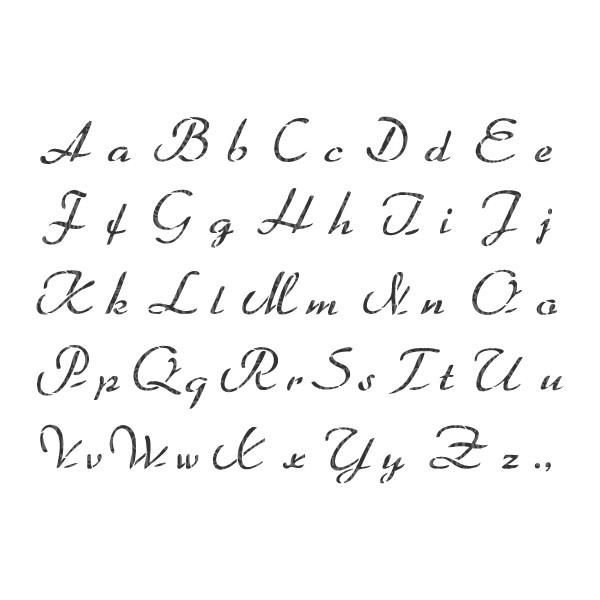 French Script Alphabet stencil from The Stencil Studio Ltd 