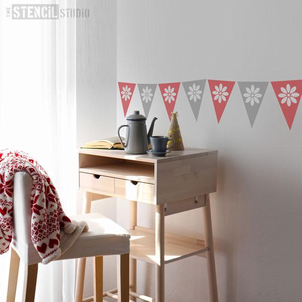 Daisy bunting stencil from The Stencil Studio Bunting collection - size XS/A5
