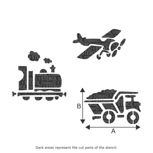 The Stencil Studio Plane, Train and Truck Stencil