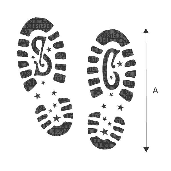Santa Claus Footprints Bootprints Reusable acrylic Template Stencil - Snowy  or muddy footprints - boot print
